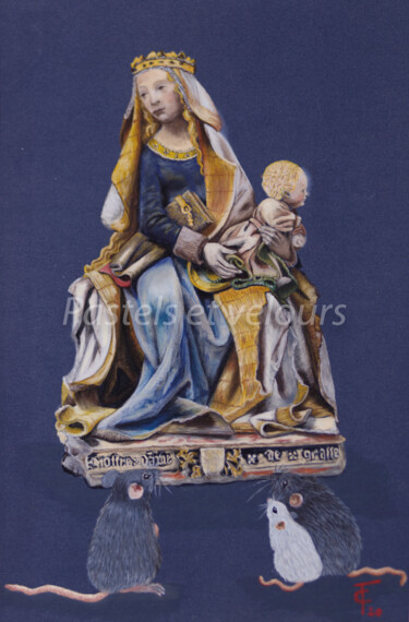 Drawing titled "Notre Dame des Sour…" by Pastels Et Velours, Original Artwork, Pastel Mounted on artwork_cat.