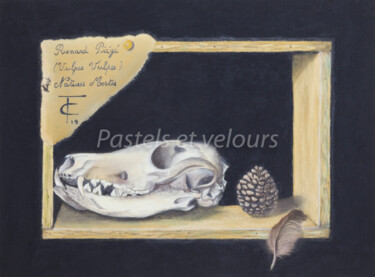 Dibujo titulada "Renard piégé" por Pastels Et Velours, Obra de arte original, Pastel Montado en Cartulina