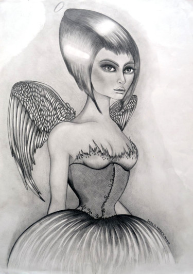 Drawing titled "Angel" by Pasthete // Salima Woestyn, Original Artwork, Pencil