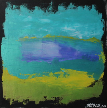 Peinture intitulée "Base bleue et verte" par Pasthete // Salima Woestyn, Œuvre d'art originale, Acrylique