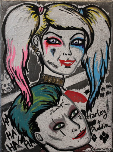 Peinture intitulée "Harley Quinn and Jo…" par Pasthete // Salima Woestyn, Œuvre d'art originale, Autre