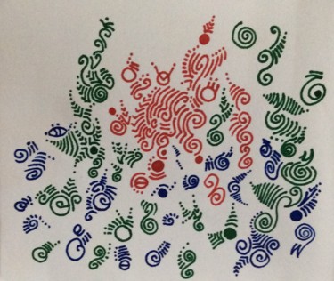 Drawing titled "Micro couleurs" by Pasthete // Salima Woestyn, Original Artwork, Ballpoint pen