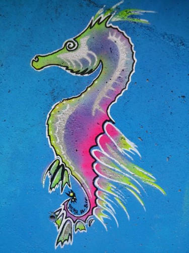 Painting titled "hippocampe" by Pasthete // Salima Woestyn, Original Artwork, Airbrush
