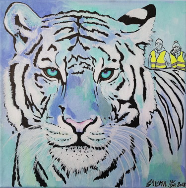 Schilderij getiteld "Le Tigre" door Pasthete // Salima Woestyn, Origineel Kunstwerk, Acryl