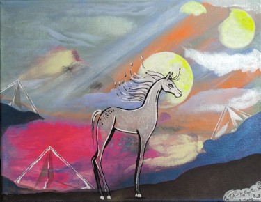 Painting titled "Planète aux chacals" by Pasthete // Salima Woestyn, Original Artwork, Acrylic