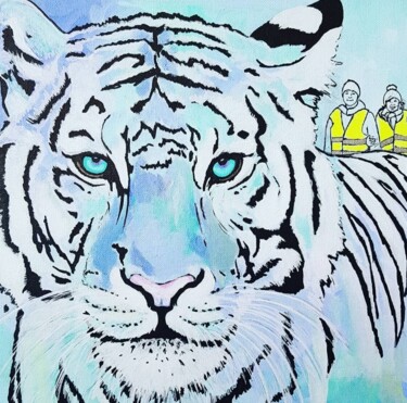 Painting titled "Tigre pour les Gile…" by Pasthete // Salima Woestyn, Original Artwork, Acrylic
