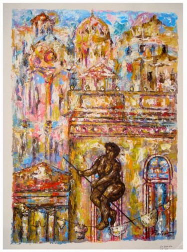 Pintura titulada "La Gorda en la Cuer…" por Pastor Perez, Obra de arte original, Oleo
