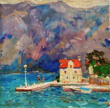 Painting titled "Kotor" by Yuliia Pastukhova, Original Artwork, Oil Mounted on Wood Stretcher frame