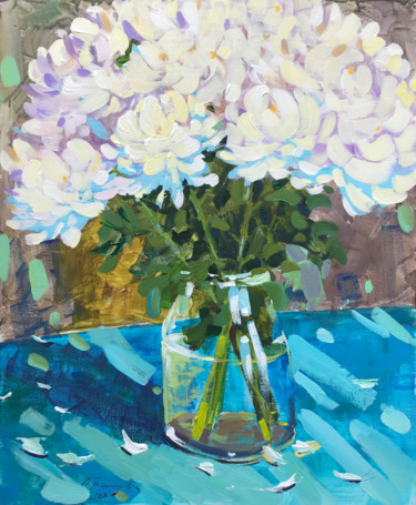 Peinture intitulée "White bouquet" par Yuliia Pastukhova, Œuvre d'art originale, Acrylique Monté sur Carton