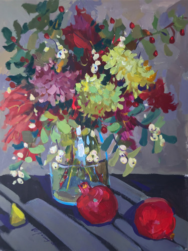 Картина под названием "Autumn bouquet" - Yuliia Pastukhova, Подлинное произведение искусства, Акрил