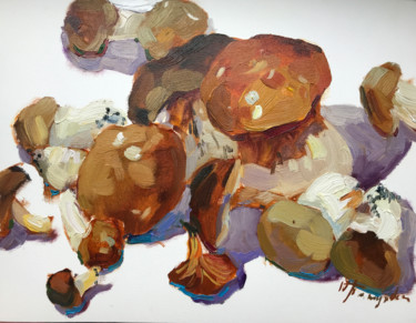 Pintura titulada "Mushroom harvest" por Yuliia Pastukhova, Obra de arte original, Oleo