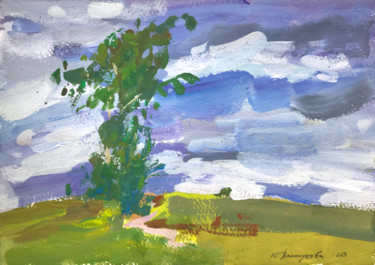 Malerei mit dem Titel "Windy" von Yuliia Pastukhova, Original-Kunstwerk, Gouache