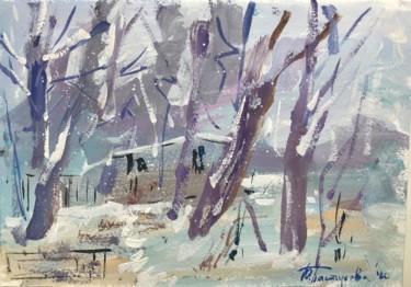 Painting titled "Snow" by Yuliia Pastukhova, Original Artwork, Gouache