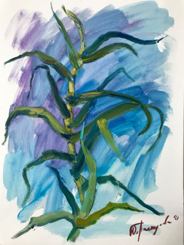 Painting titled "Sketch of aloe" by Yuliia Pastukhova, Original Artwork, Oil