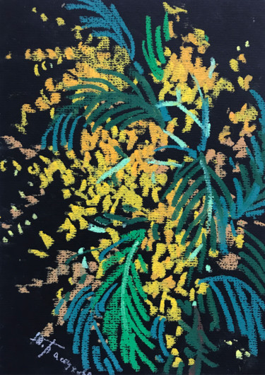 Картина под названием "Mimosa sketch" - Yuliia Pastukhova, Подлинное произведение искусства, Пастель
