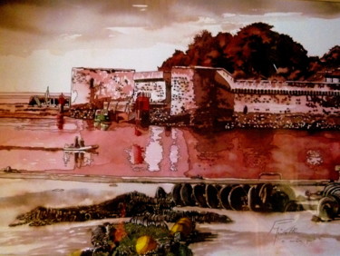 Peinture intitulée "Arrière-port de Con…" par Patrick Mévellec, Œuvre d'art originale