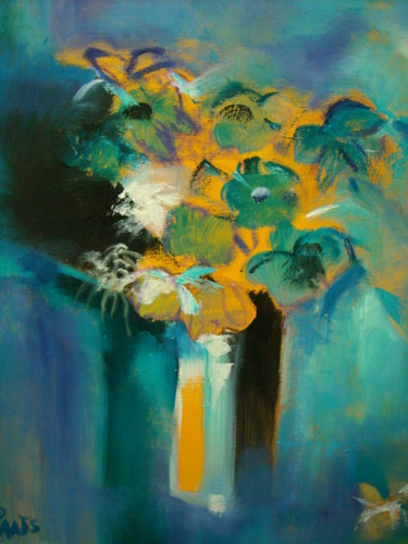 Painting titled "FLORES" by Patricia Paats, Original Artwork