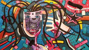 Malerei mit dem Titel "Behind The Face" von Patart Berlin, Original-Kunstwerk, Acryl