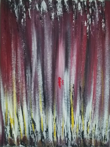 Painting titled "Rideau en feu" by Patricia Saccaggi, Original Artwork, Acrylic Mounted on Wood Stretcher frame