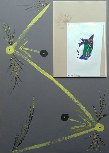 Dessin intitulée "Dans l'aquarium" par Patricia Saccaggi, Œuvre d'art originale, Stylo à bille