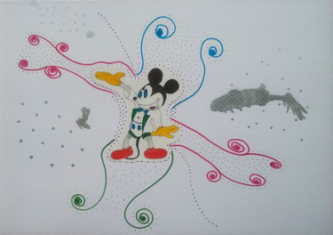 Dessin intitulée "Rongeur sur le podi…" par Patricia Saccaggi, Œuvre d'art originale, Crayon
