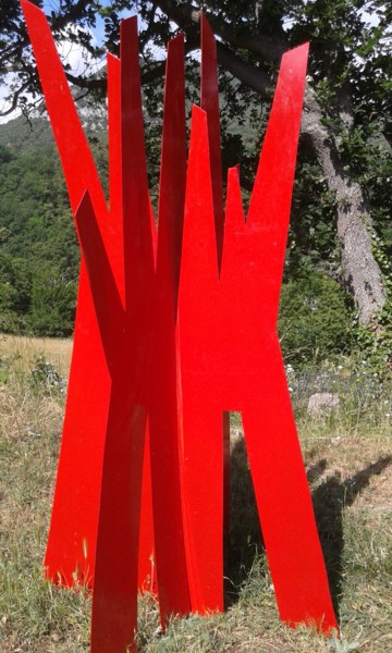 Sculpture intitulée "grand-arbre-rouge-1…" par Patrick Desombre, Œuvre d'art originale