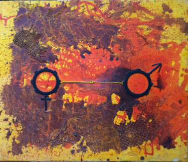 Картина под названием "Linked forever" - Paterne Dokou, Подлинное произведение искусства, Коллажи