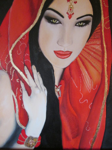 Painting titled "femme-indienne.jpg" by Patgin, Original Artwork, Oil