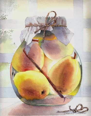 Painting titled "Pears and Light" by Tatiana Kremlev (Chvetsova), Original Artwork, Oil