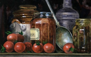 Peinture intitulée "Small Jars and Toma…" par Tatiana Kremlev (Chvetsova), Œuvre d'art originale, Huile