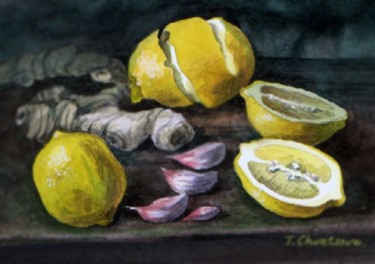 Schilderij getiteld "Lemons" door Tatiana Kremlev (Chvetsova), Origineel Kunstwerk, Olie