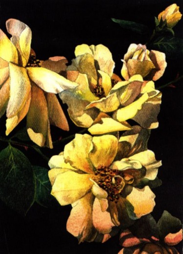 Schilderij getiteld "Old Roses" door Tatiana Kremlev (Chvetsova), Origineel Kunstwerk, Olie