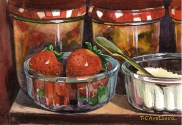 Painting titled "Sugar Strawberry" by Tatiana Kremlev (Chvetsova), Original Artwork, Oil