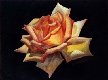 Schilderij getiteld "Yellow Rose" door Tatiana Kremlev (Chvetsova), Origineel Kunstwerk, Olie