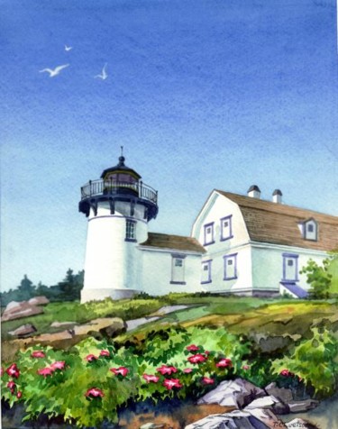 Painting titled "Bear Island Light" by Tatiana Kremlev (Chvetsova), Original Artwork, Oil