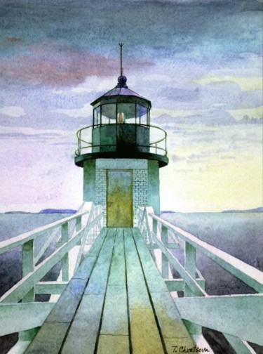 Painting titled "Marshal Point Light" by Tatiana Kremlev (Chvetsova), Original Artwork, Oil