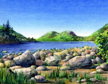 Painting titled "Jordan Pond, Spring" by Tatiana Kremlev (Chvetsova), Original Artwork