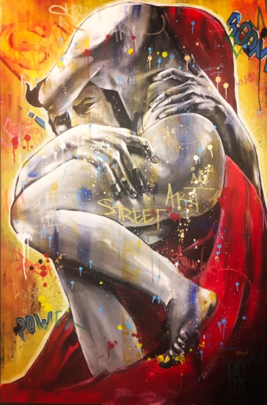 Peinture intitulée "SUPERMAN SAUVANT PE…" par Patita, Œuvre d'art originale, Acrylique