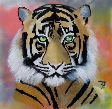 Peinture intitulée "Le tigre géant" par Patricia Klimov, Œuvre d'art originale