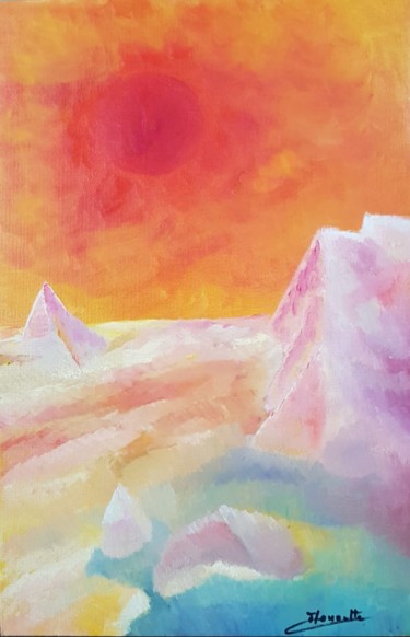 Painting titled "Le glacier" by Patricia Lozon, Original Artwork, Oil