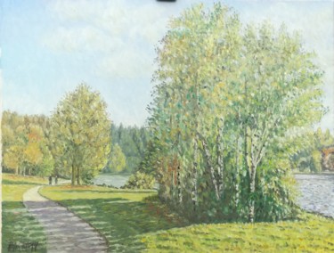 Peinture intitulée "Promenade au bord d…" par Patrick Pitart, Œuvre d'art originale, Huile