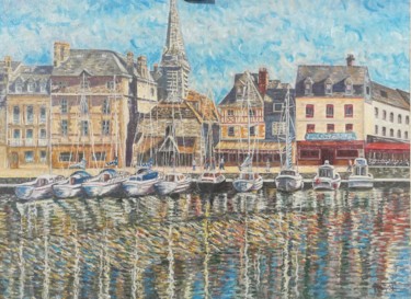 Peinture intitulée "Le port d'Honfleur" par Patrick Pitart, Œuvre d'art originale, Huile