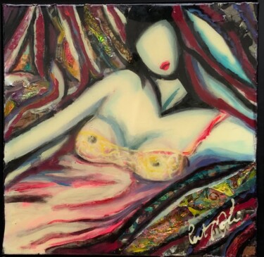 Peinture intitulée "Femme au déshabillé…" par Patmoli, Œuvre d'art originale, Acrylique