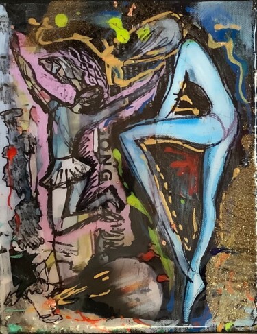 Malerei mit dem Titel "Danse: sauter sur l…" von Patmoli, Original-Kunstwerk, Acryl