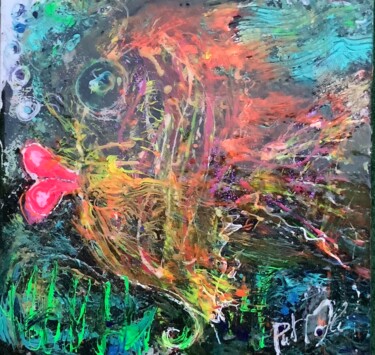 Картина под названием "I want a kiss" - Patmoli, Подлинное произведение искусства, Акрил Установлен на Деревянная рама для н…