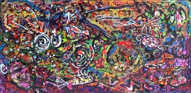 Painting titled "Mon cerveau" by Patmoli, Original Artwork, Acrylic