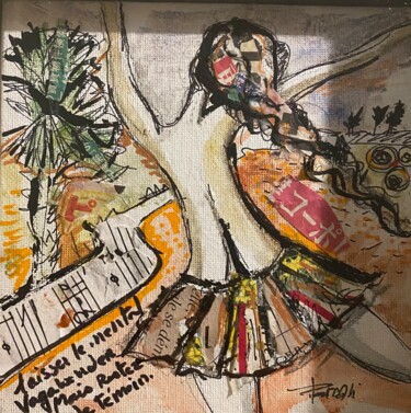 Peinture intitulée "Femme joyeuse" par Patmoli, Œuvre d'art originale, Acrylique