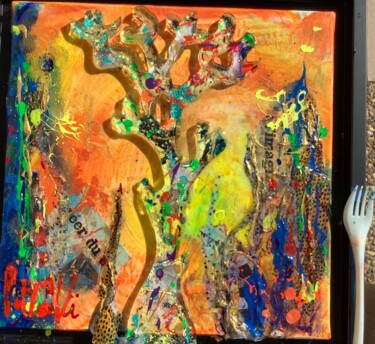 Картина под названием "Extinction jaune" - Patmoli, Подлинное произведение искусства, Акрил