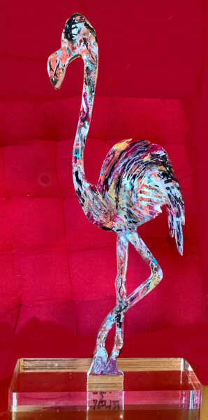 Scultura intitolato "FLAMAND PRESQUE ROS…" da Patmoli, Opera d'arte originale, Resina