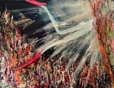 Malerei mit dem Titel "PLONGEUSE AUX PALME…" von Patmoli, Original-Kunstwerk, Acryl